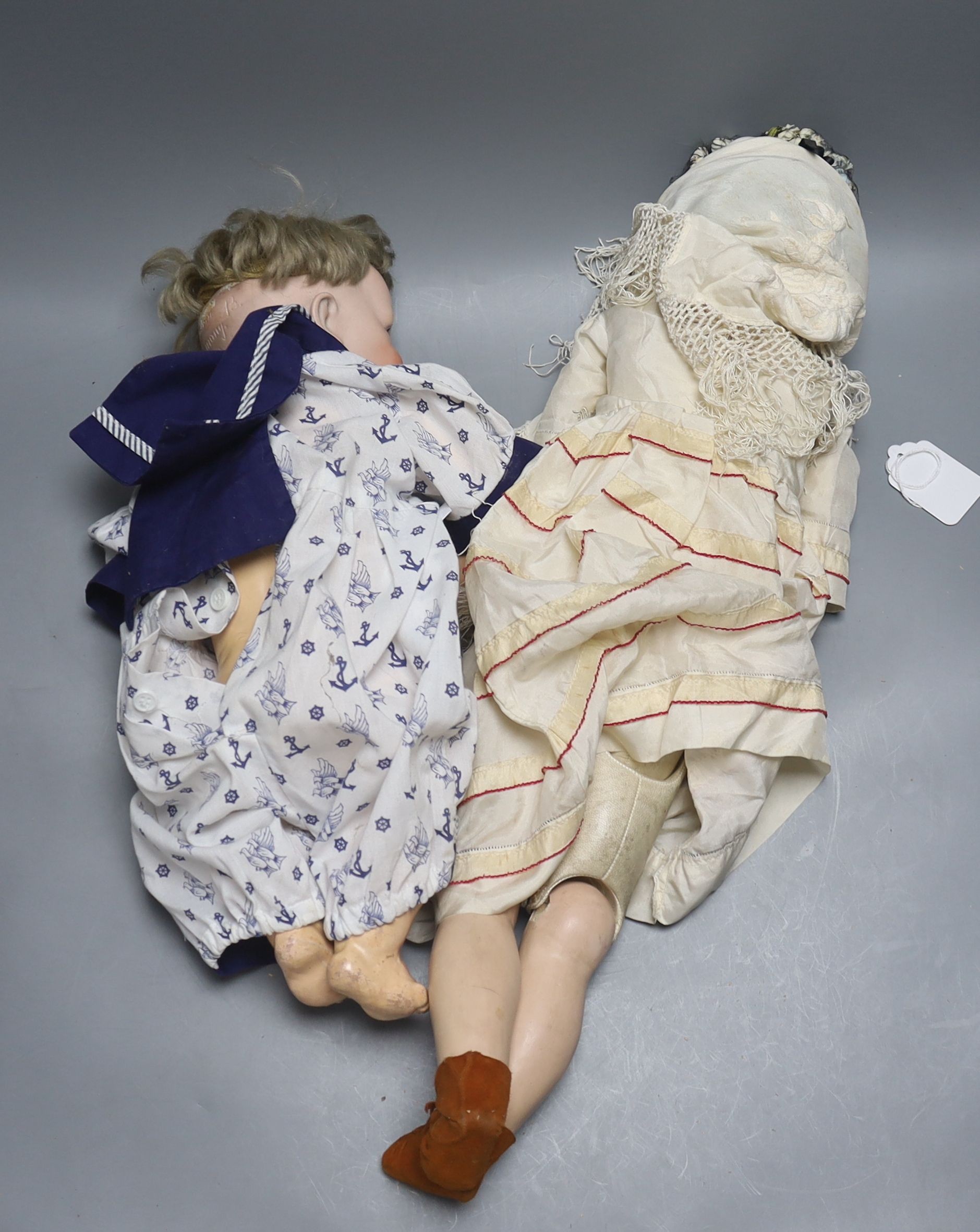 Two German bisque head dolls - AM 370 2 1/2, 57.5cm and JDK 211